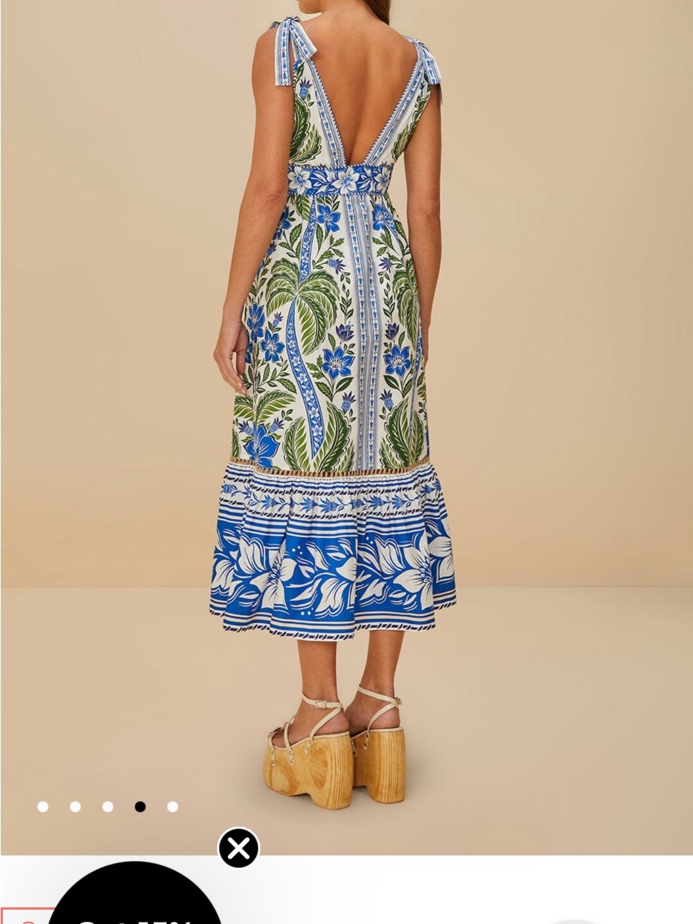 FARM Rio Blue & Green Floral Tie-Shoulder Midi Dress - Picture 3 of 8